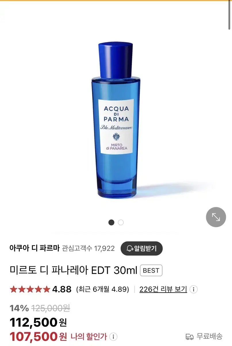 아쿠아디파르마 미르토 디 파나레아 오 드 뚜왈렛 30ml